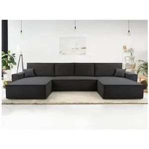 BESTMOBILIER Dellia - canapé panoramique en U - 7 places - convertible - avec coffre - en velours côtelé pas cher
