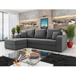 BESTMOBILIER Harvey - canapé d'angle réversible - convertible - avec coffre - en velours - 4 places - style contemporain pas cher