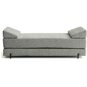 BESTMOBILIER Brescia - banquette 3 places convertible en tissu velours relief - Gris pas cher