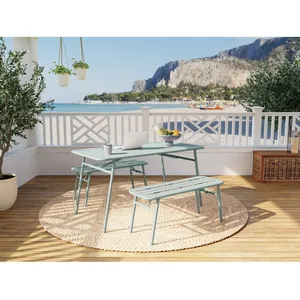 Ribola - ensemble table et bancs de jardin - 4 personnes - vert - Vert pas cher