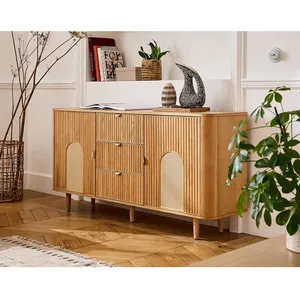 LISA DESIGN Milazzo - buffet bas - bois - plaqué chêne - 160 cm - Bois pas cher