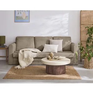 BESTMOBILIER Marilia - canapé 3 places - convertible déplimousse - en velours côtelé - Taupe