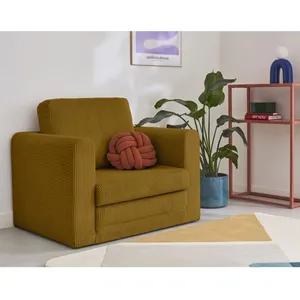 BESTMOBILIER Marilia - fauteuil - convertible déplimousse - en velours côtelé - Jaune pas cher