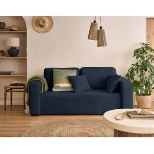 BESTMOBILIER Miro - canapé droit 2 places - en velours texturé - Bleu pas cher