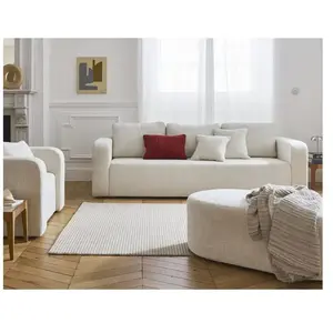 BESTMOBILIER Miro - canapé droit 3 places - convertible avec coffre - en velours texturé - Beige