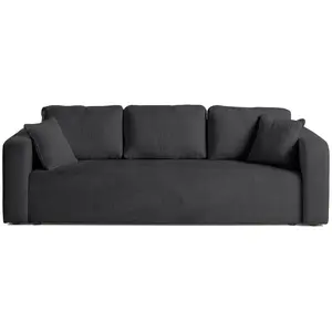 BESTMOBILIER Miro - canapé droit 3 places - convertible avec coffre - en velours texturé - Gris Anthracite