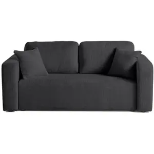 BESTMOBILIER Miro - canapé droit 2 places - en velours texturé - Gris Anthracite pas cher