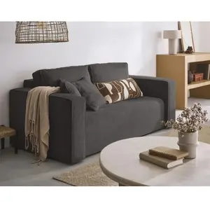 BESTMOBILIER Topaze - canapé droit 2 places - en velours côtelé - Gris pas cher