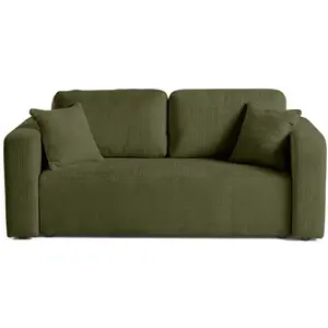 BESTMOBILIER Miro - canapé droit 2 places - en velours texturé - Vert Olive pas cher