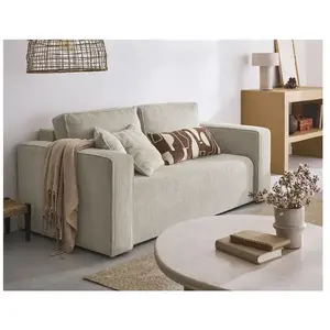 BESTMOBILIER Topaze - canapé droit 2 places - en velours côtelé - Beige pas cher