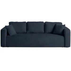 BESTMOBILIER Miro - canapé droit 3 places - convertible avec coffre - en velours texturé - Bleu