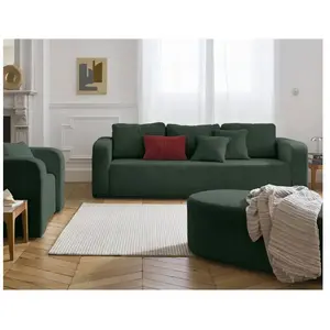 BESTMOBILIER Miro - canapé droit 3 places - convertible avec coffre - en velours texturé - Vert pas cher