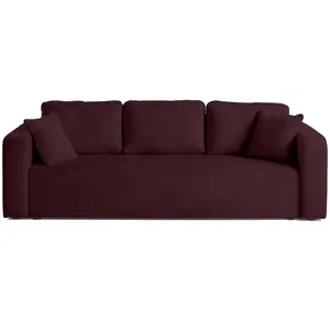 BESTMOBILIER Miro - canapé droit 3 places - convertible avec coffre - en velours texturé - Prune pas cher
