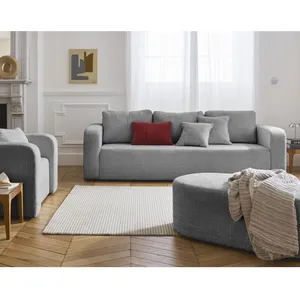 BESTMOBILIER Miro - canapé droit 3 places - convertible avec coffre - en velours texturé - Gris pas cher