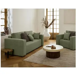 BESTMOBILIER Topaze - canapé droit 2 places - en tissu - Vert pas cher