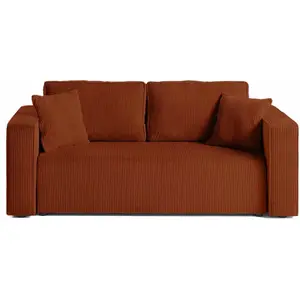 BESTMOBILIER Topaze - canapé droit 2 places - en velours côtelé - Terracotta pas cher