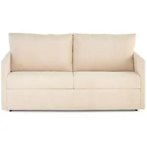 BESTMOBILIER Ottawa - canapé 3 places convertible couchage quotidien matelas 12 cm en velours côtelé - Beige pas cher