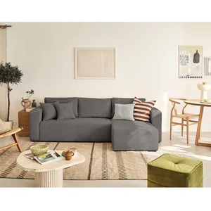 BESTMOBILIER Topaze - canapé d'angle réversible - 4 places - convertible avec coffre - en velours texturé - Gris foncé pas cher
