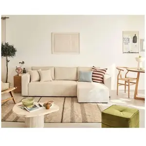 BESTMOBILIER Canapé D'angle Réversible Convertible 4 Places En Velours Texturé pas cher