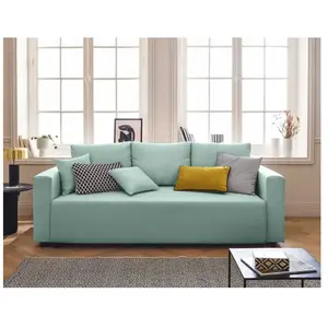 BESTMOBILIER Regala - canapé 3 places - convertible avec coffre - en tissu - Bleu ciel pas cher
