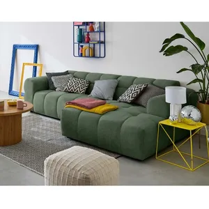 LISA DESIGN Ray - canapé d'angle droit - 4 places - en tissu texturé - Vert pas cher