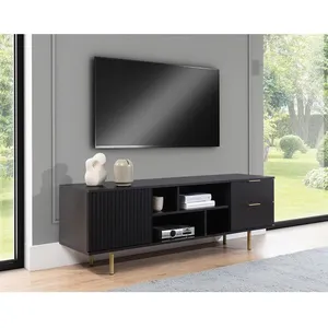 BESTMOBILIER Monica - meuble TV - noir - 150 cm - NoirVendu parcdiscount