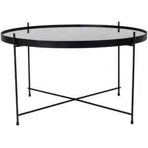 Table basse - LISA DESIGN - Glina - Plateau en verre - Métal noir - 70 cm pas cher