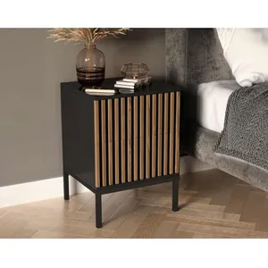 BESTMOBILIER Savanna - table de chevet - bois et noir - 40 cm - Noir / BoisVendu parcdiscount
