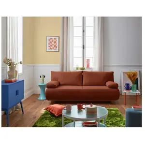 BESTMOBILIER Cristal - canapé 3 places - convertible avec coffre - en velours texturé - Terracotta pas cher