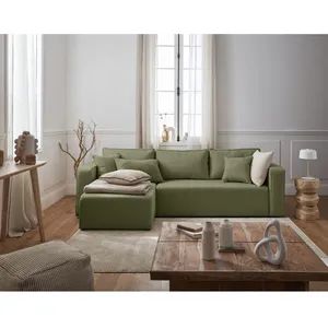 BESTMOBILIER Topaze - canapé d'angle réversible - 4 places - convertible avec coffre - en tissu - Vert pas cher
