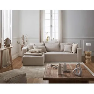 BESTMOBILIER Topaze - canapé d'angle réversible - 4 places - convertible avec coffre - en tissu - Beige pas cher