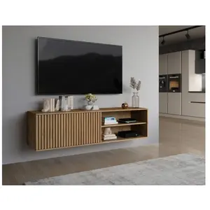 BESTMOBILIER Portmore - meuble TV suspendu - bois - 150 cm - Bois pas cher