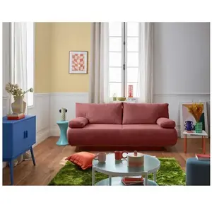 BESTMOBILIER Cristal - canapé 3 places - convertible avec coffre - en velours texturé - Rose pas cher