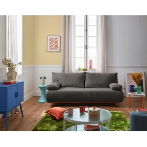 BESTMOBILIER Cristal - canapé 3 places - convertible avec coffre - en velours texturé - Gris foncé pas cher