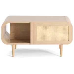 Table basse Mathilde - Bois et cannage - 100 cm - BESTMOBILIER - Contemporain pas cher