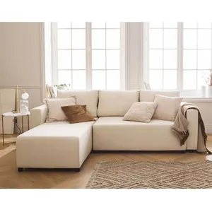 BESTMOBILIER Regala - canapé d'angle réversible - 4 places - convertible avec coffre - en tissu - Beige pas cher
