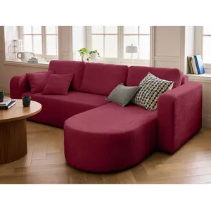 BESTMOBILIER Miro - canapé d'angle réversible - 4 places - convertible avec coffre - en velours texturé - Prune pas cher