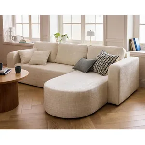 BESTMOBILIER Miro - canapé d'angle réversible - 4 places - convertible avec coffre - en velours texturé - Beige pas cher