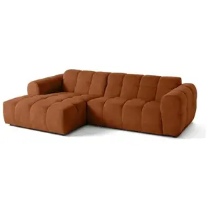 LISA DESIGN Ray - canapé d'angle gauche - 4 places - en tissu texturé - Rouille pas cher