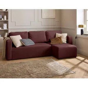 BESTMOBILIER Canopy - canapé d'angle réversible - 4 places - convertible avec coffre - en tissu texturé - Prune pas cher