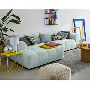 LISA DESIGN Ray - canapé d'angle gauche - 4 places - en tissu texturé - Bleu pas cher