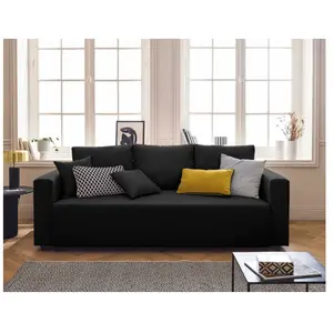 BESTMOBILIER Regala - canapé 3 places - convertible avec coffre - en tissu - Noir pas cher