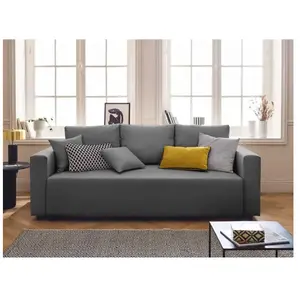BESTMOBILIER Regala - canapé 3 places - convertible avec coffre - en tissu - Gris pas cher