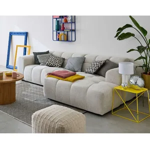 LISA DESIGN Ray - canapé d'angle droit - 4 places - en tissu texturé - Beige pas cher