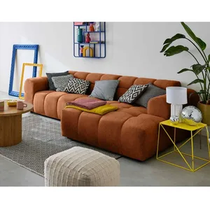 LISA DESIGN Ray - canapé d'angle droit - 4 places - en tissu texturé - Rouille pas cher