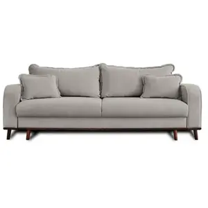 LISA DESIGN Albane - canapé 3 places - convertible avec coffre - en velours côtelé - Gris clair pas cher