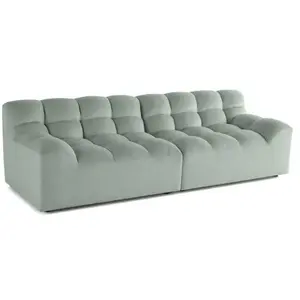 LISA DESIGN Napoli - canapé droit 4 places - en velours - Bleu pas cher