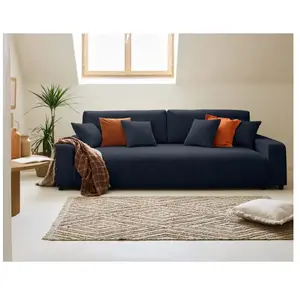 Comparateur de prix : LISA DESIGN Pivoine - canapé droit 3 places - convertible avec coffre - en velours côtelé - Bleu nuit