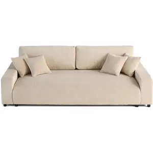 Comparateur de prix : LISA DESIGN Pivoine - canapé droit 3 places - convertible avec coffre - en velours côtelé - Beige