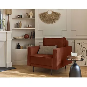 LISA DESIGN Charlie - fauteuil - pieds hauts - en velours côtelé - Terracotta pas cher